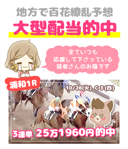 地方競馬の「百花繚乱」競馬予想的中