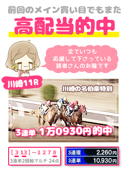 メルマガ競馬予想的中その１